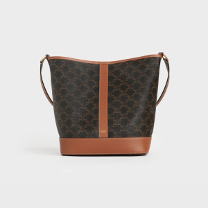 MEDIUM BUCKET IN TRIOMPHE CANVAS AND CALFSKIN TAN