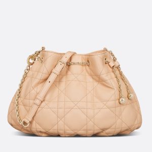Dior Ammi Medium Bag in Sand Pink Macrocannage Lambskin