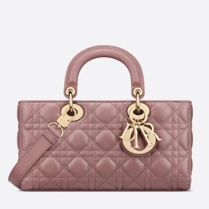 Dior Lady D-Joy Medium Bag In Peony Pink Cannage Lambskin
