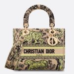 Dior Dioriviera Lady D-Lite Medium Bag in Raffia with Lime Toile de Jouy Sauvage Embroidery