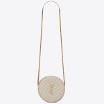 Saint Laurent Vinyle Round Camera Bag In White Grained Leather