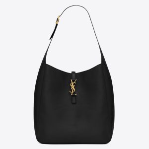 Saint Laurent Le 5 ? 7 Soft Large Shoulder Bag in Black Leather